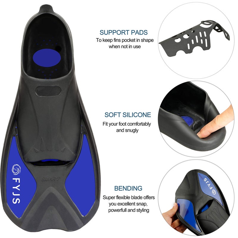 F FYJS Short Swim Fins,Travel Size Diving Flippers with Mesh Carrying Bag for Adult Men Women - Image 2